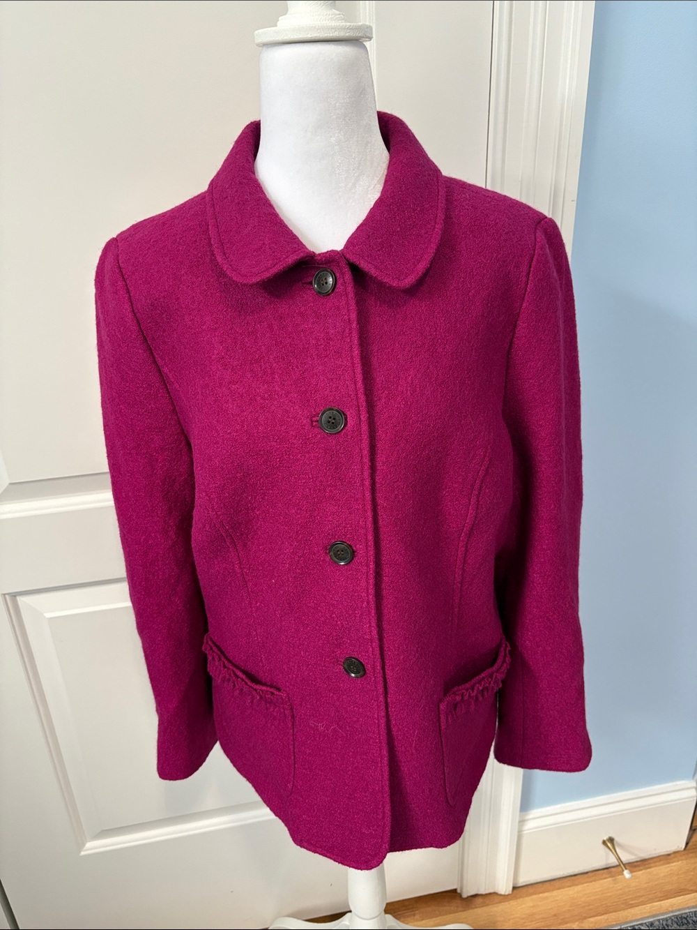 Talbots Ruffle Pocket Fuchsia Jacket - Picture 2 of 8